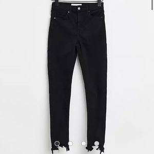 Topshop Jamie jagged hem skinny jeans in black